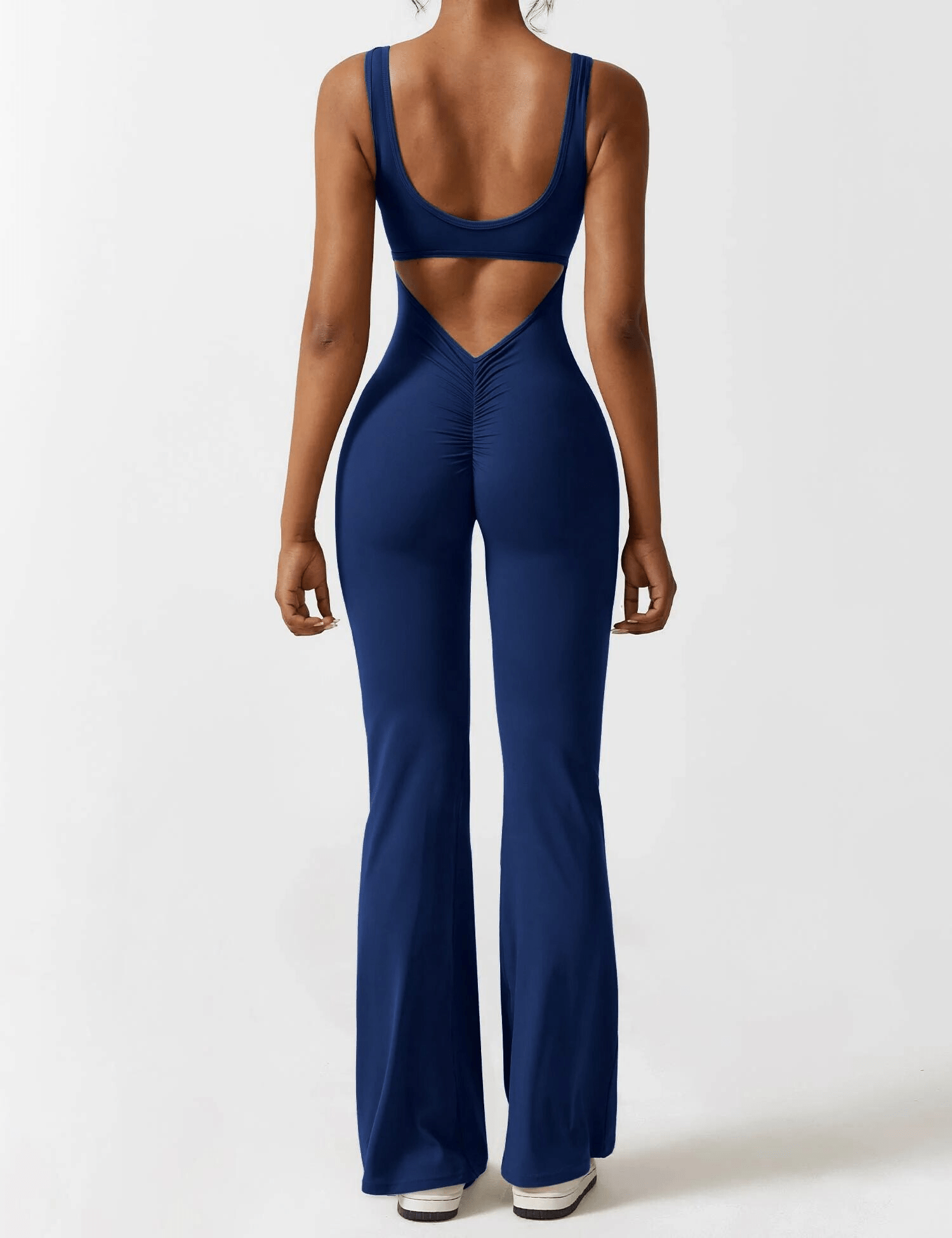 Salopetă Modelatoare Lungă, Evazată cu Push-Up, Bleumarin - ATHLEOS
